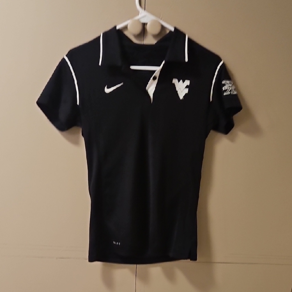 WVU Nike Black Polo Shirt with White Accents